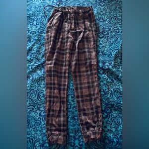 Almost Famous Plaid Joggers - Black and Brown